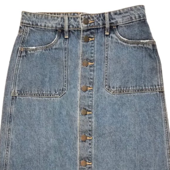 OLD NAVY Aline Midi Button-Down Blue Jean Skirt - Women's 0 - Picture 5 of 6
